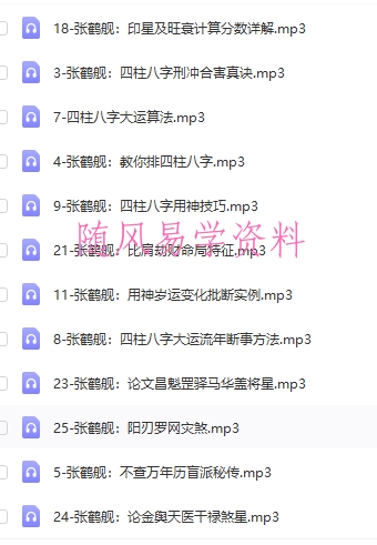 张鹤舰  四柱八字理论基础视频教程录音