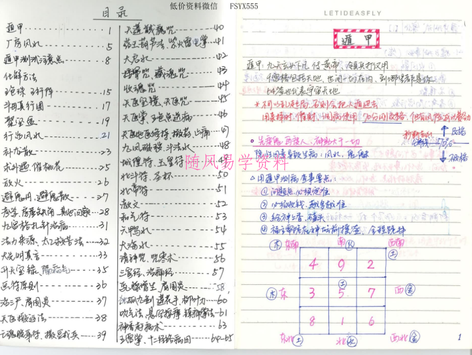 奇门道医财富班 彩色手写高清笔记